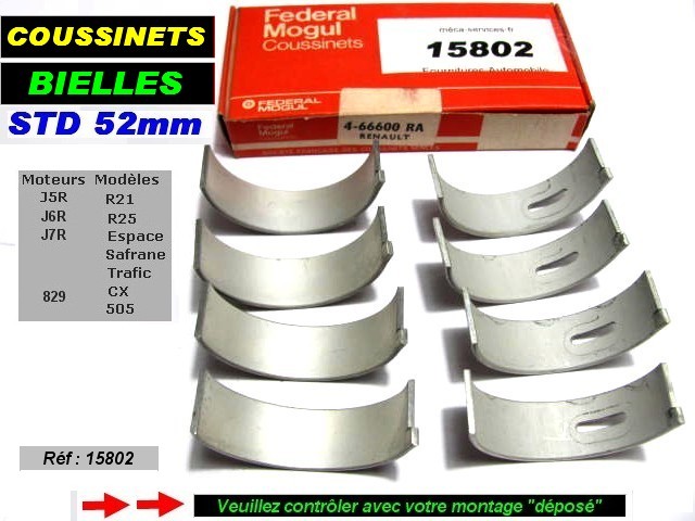 Coussinets De Bielles CITROEN CX PEUGEOT 505 RENAULT Espace R21 R25 Ess