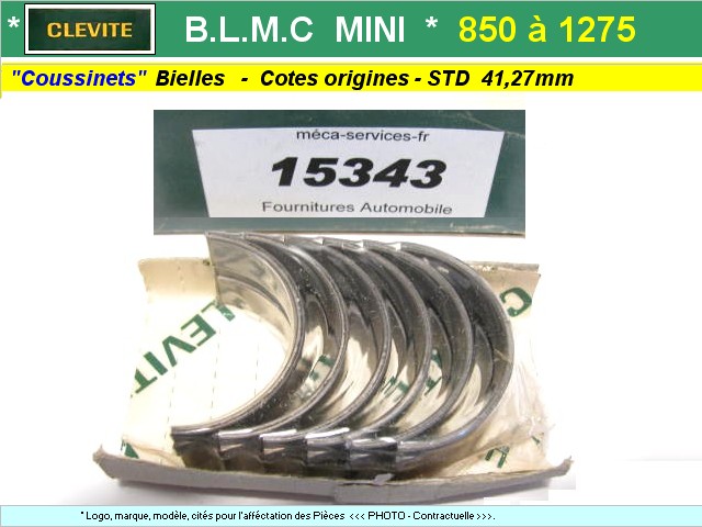 Coussinets De Bielles De Lignes BLMC Austin Mini 850 Et 1275 Cotes