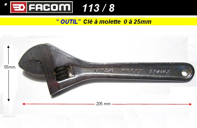 Clé à molette compacte Facom 8 ouverture 34 mm 113AS.8CPB