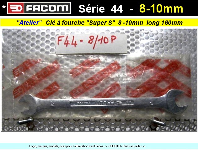 Ancienne clé plate Facom N°44 à fourche 17/19 garantie à vie par Facom
