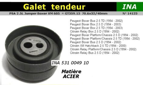 Poulie tendeur Jumper Boxer XM 605 - 2.5L diesel poulie acier 71x32mm – Image 2