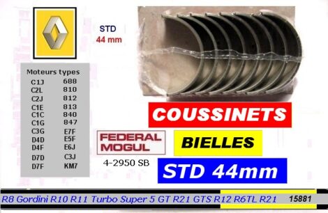 Coussinets de Bielles RENAULT Diam STD 44 mm - R8G R9T R11T Super 5GT - FM 2920 SB – Image 2