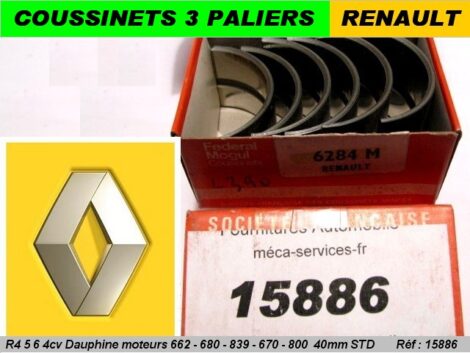 Coussinets de Ligne RENAULT 4cv Dauphine R4 R5 Diam STD 40 mm moteurs Ventoux FM6284