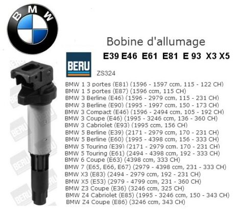 Bobine Beru ZS324 - Allumage BMW E46 E81 E61 E93 - X3 X5 (dépannage) – Image 2