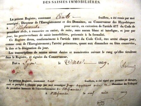 REGISTRE DE FORMALITE - Années 1839 - Villefranche S/Saone 69440 – Image 2